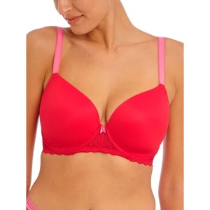 Freya Womens Offbeat Underwire Demi Plunge Molded T-Shirt Bra(Chilli Red)