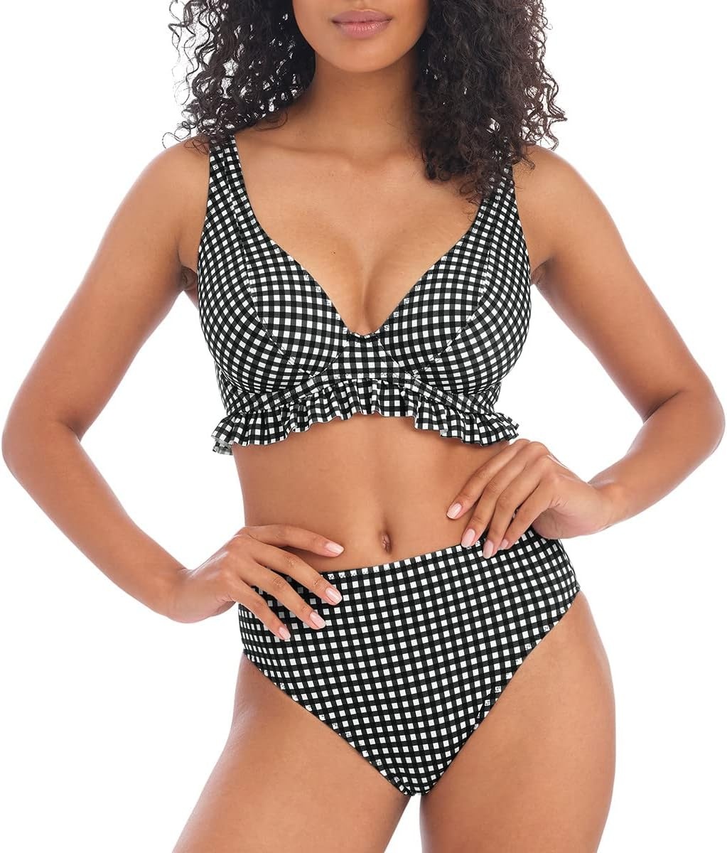 image:imageFreya Womens Check in High Waist Bikini BriefMonochrome
