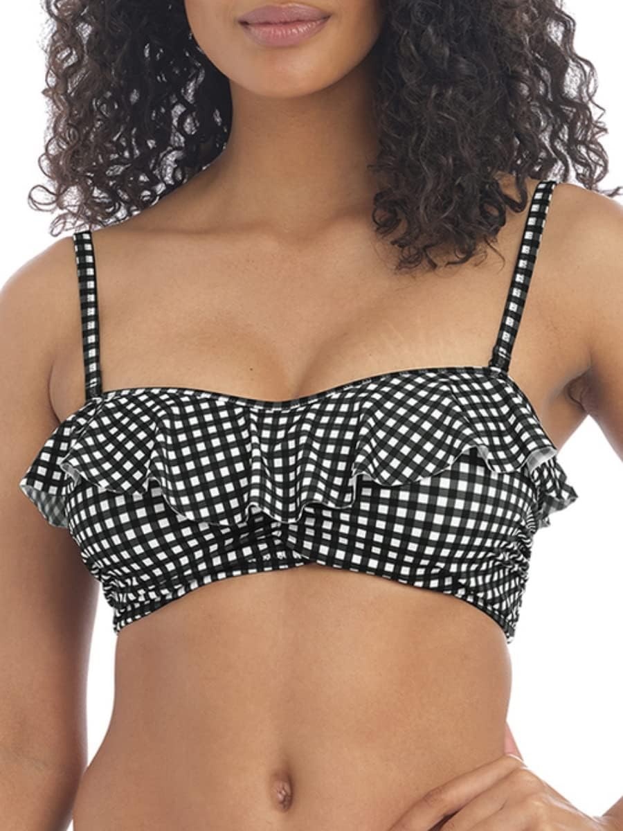 image:imageFreya Womens Check in Underwire Bandeau Bikini TopMonochrome