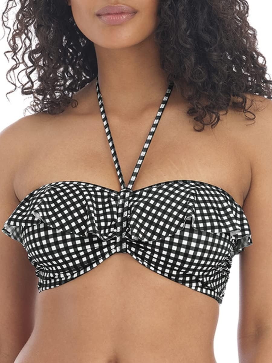 image:imageFreya Womens Check in Underwire Bandeau Bikini TopMonochrome