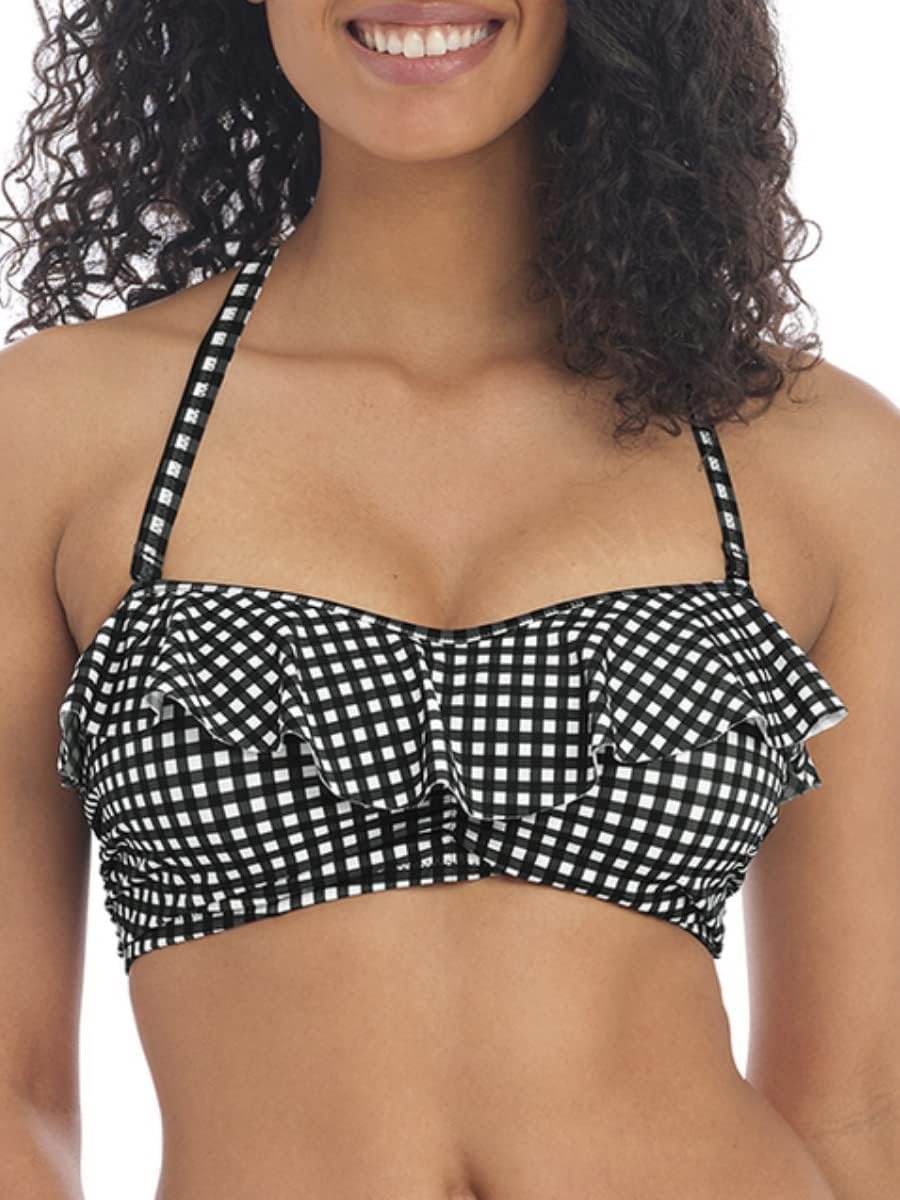 image:imageFreya Womens Check in Underwire Bandeau Bikini TopMonochrome