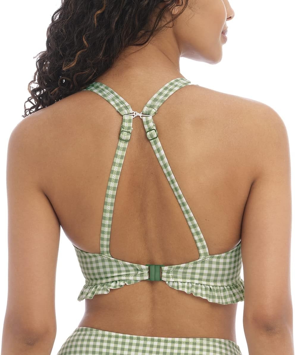 image:imageFreya Womens Check in Underwire High Apex Bikini TopKhaki