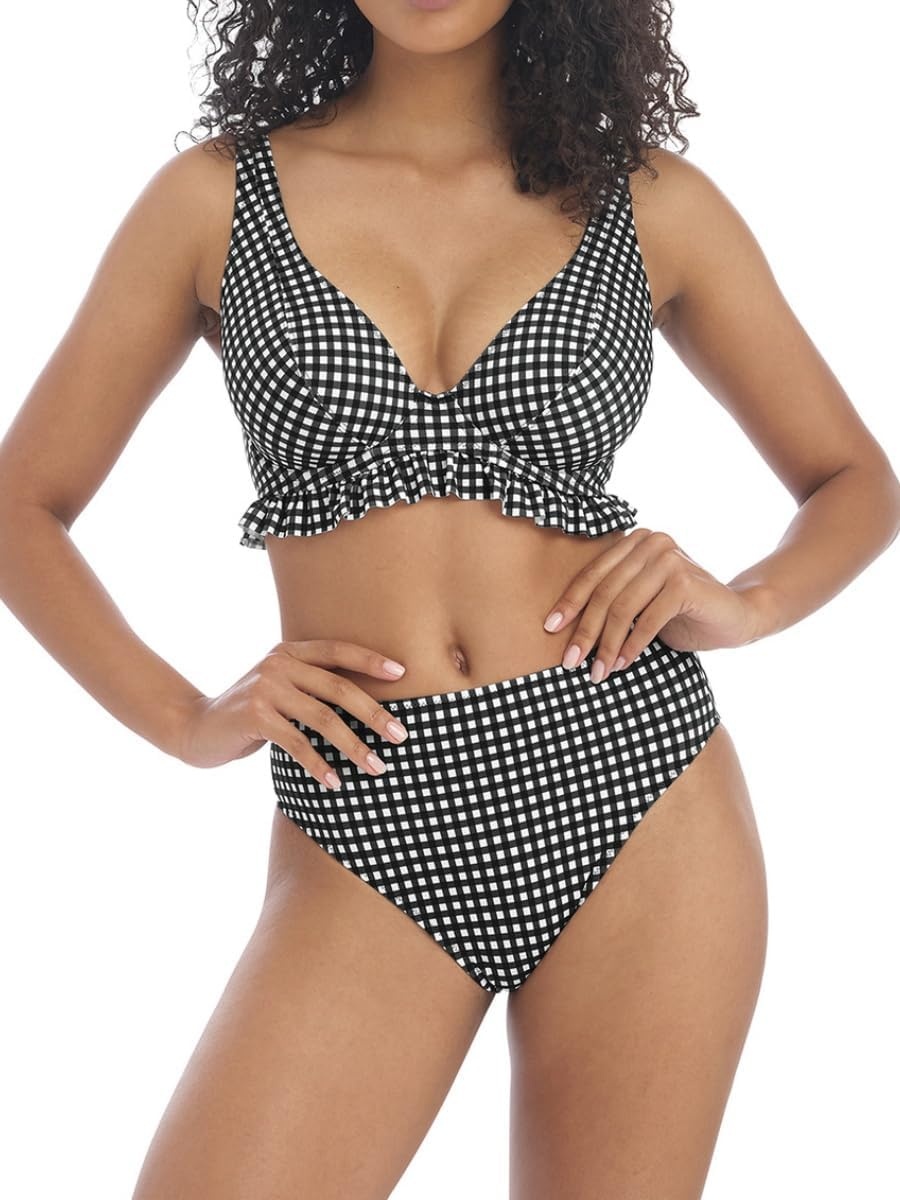 image:imageFreya Womens Check in Underwire High Apex Bikini TopMonochrome