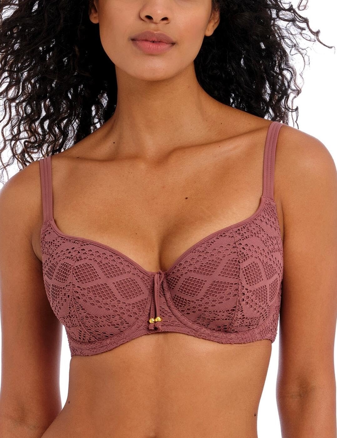 image:imageFreya Womens Sundance Crochet Sweetheart Padded Underwire Bikini Top 3970Nutmeg