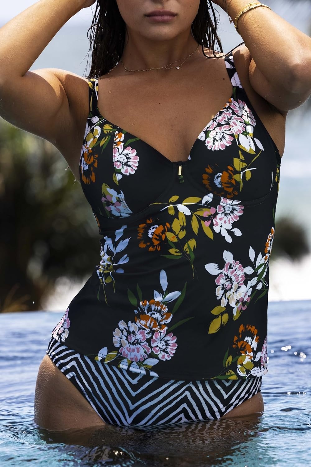 image:imageFreya Womens Twilight Soul Underwire Plunge Tankini TopBlack