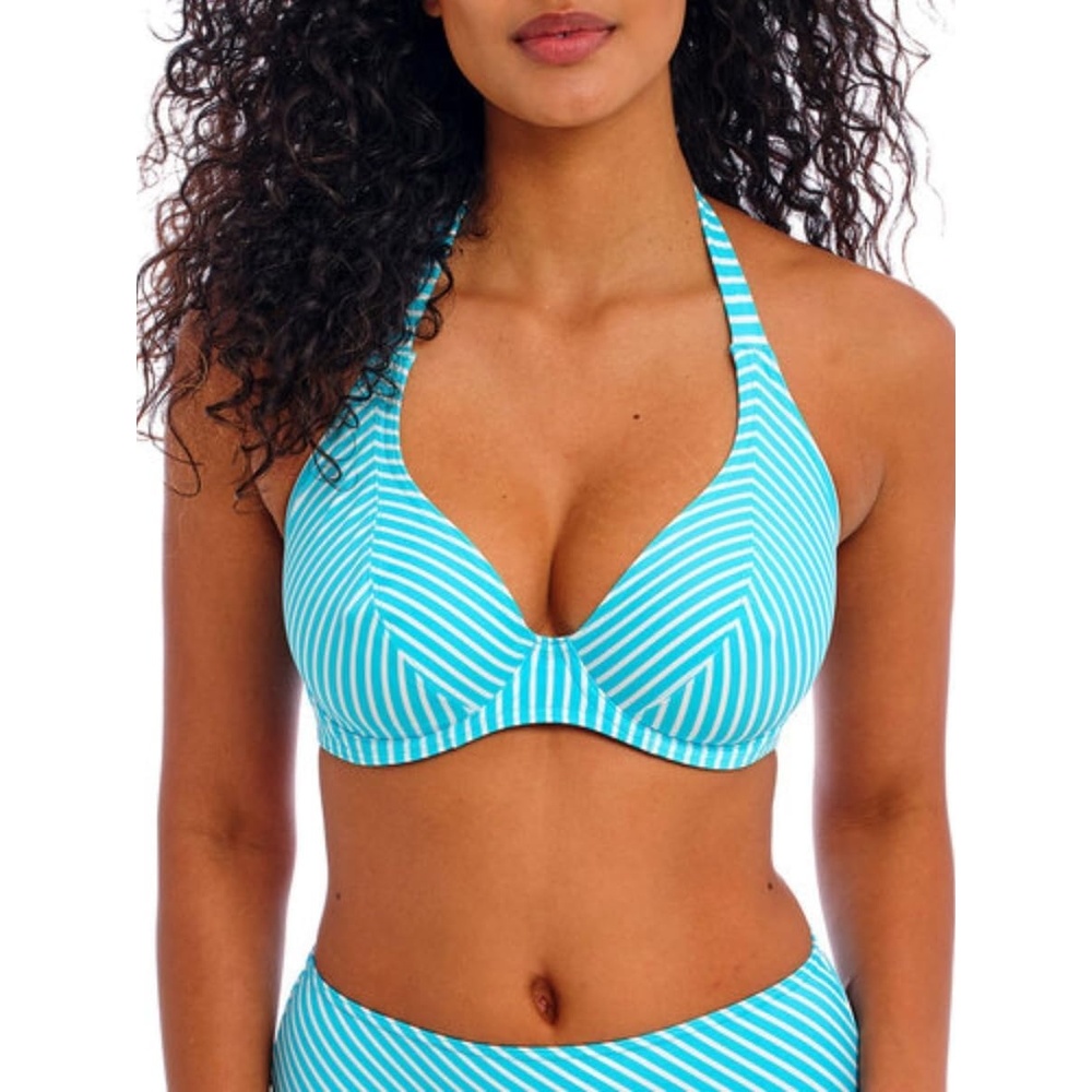 image:imageFreya Womens Jewel Cove Underwire Halter Bikini TopTurquoise Stripe