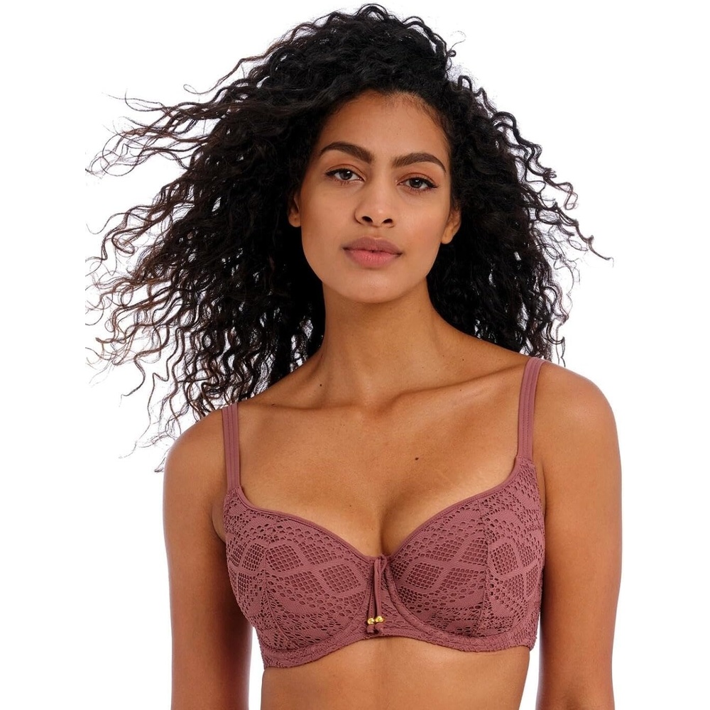 image:imageFreya Womens Sundance Crochet Sweetheart Padded Underwire Bikini Top 3970Nutmeg