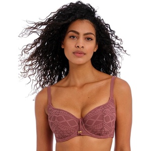 Freya Womens Sundance Crochet Sweetheart Padded Underwire Bikini Top (3970)(Nutmeg)