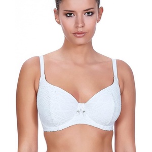 Freya Womens Sundance Crochet Sweetheart Padded Underwire Bikini Top (3970)(White)